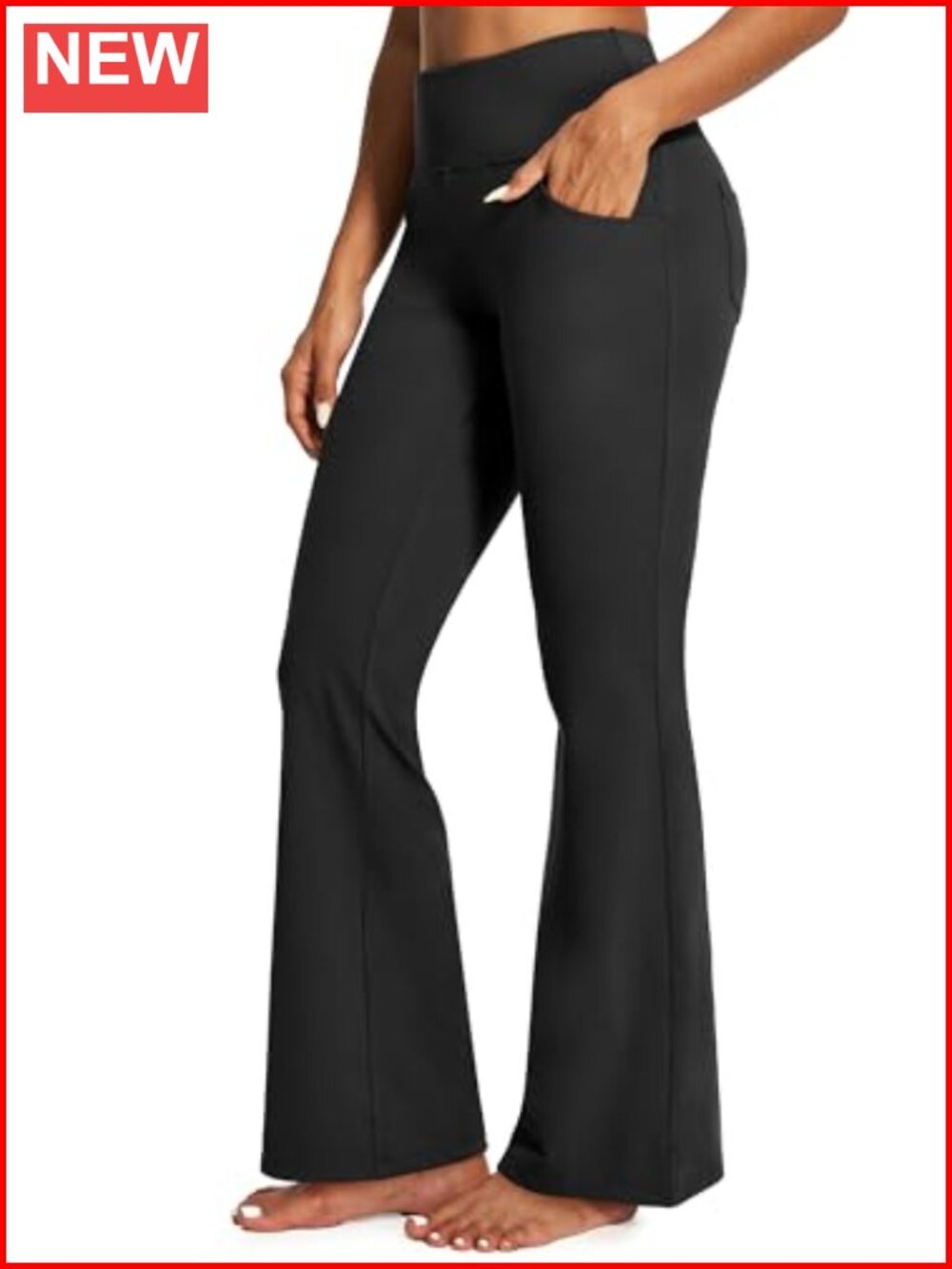 High Waist Bootcut Yoga Pants with Pockets, 4-Way Stretch